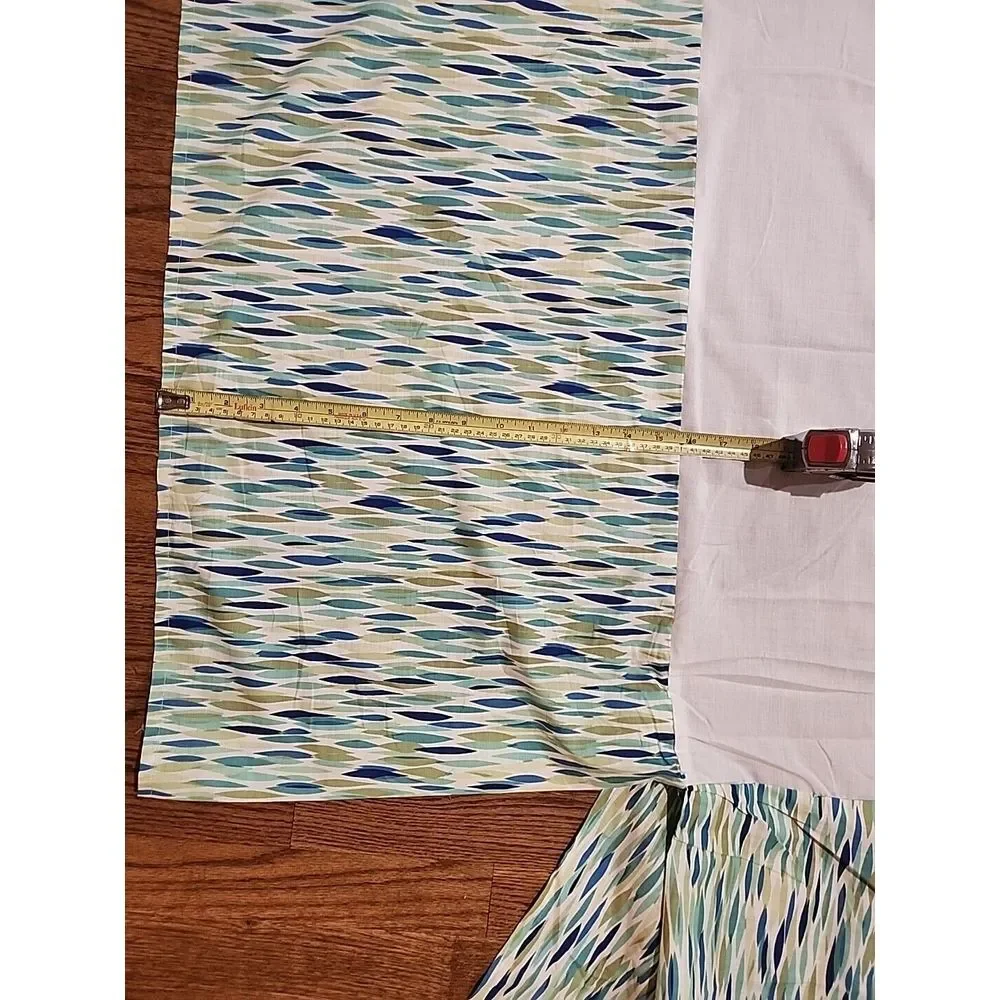 WAVERLY Queen Size‎ Bedskirt Teal Aqua Navy Sea Glass Coastal Beach 16